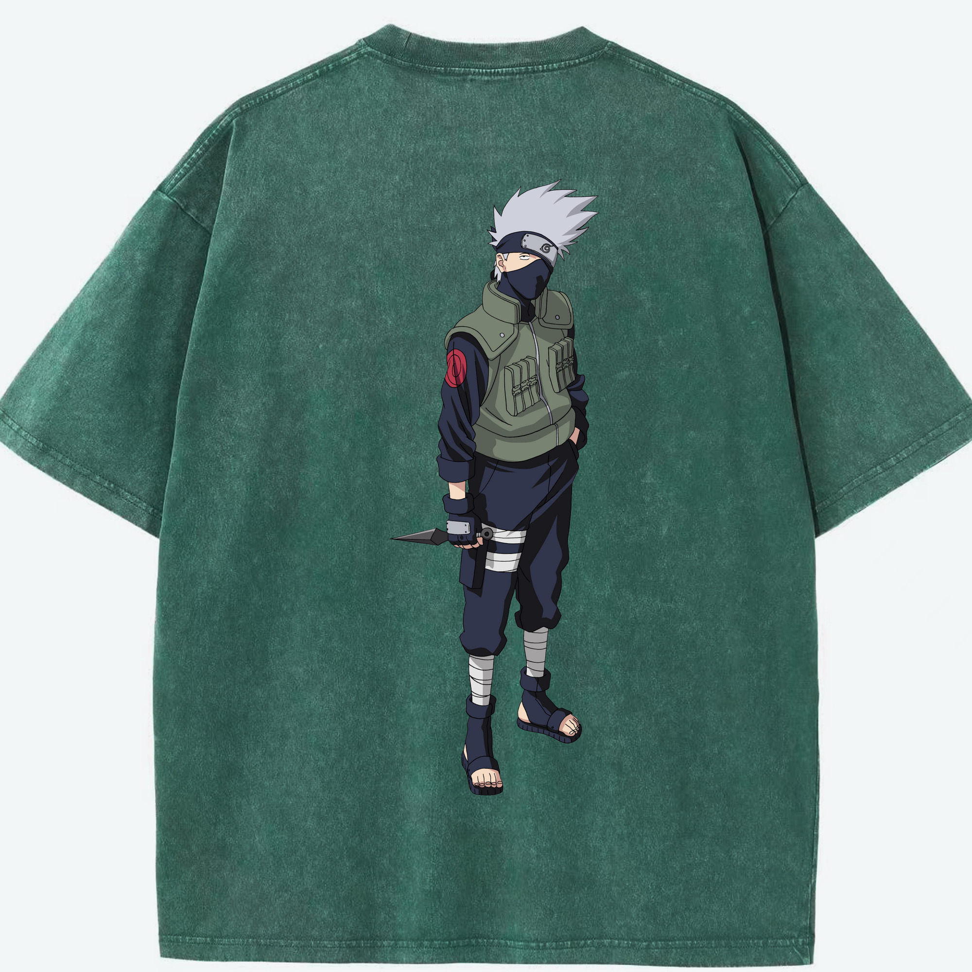 （画像用） NARUTO -ナルト- はたけ カカシ Hatake Kakashi 綿100% ヴィンテージ風 半袖Tシャツ（背面プリント）